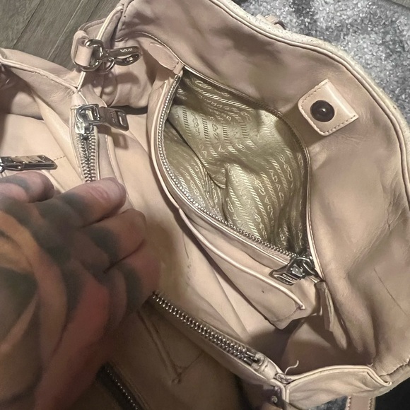 Prada Cream/ Beige/ Pink Leather Handbag - Picture 11 of 16